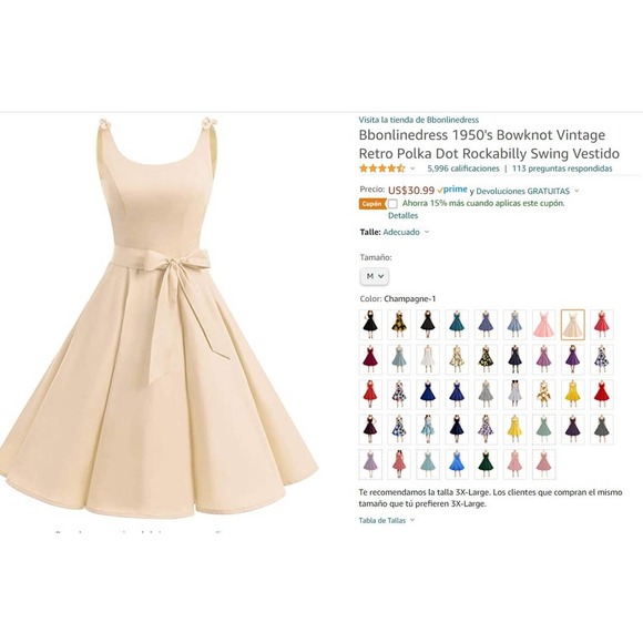 1950's Bowknot Vintage Retro Rockabilly Swing Dress- M - Picture 3 of 8